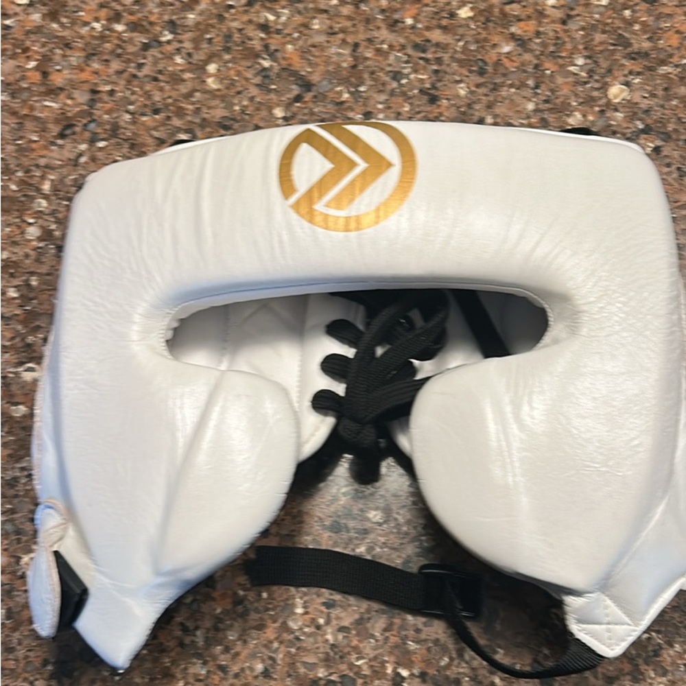 White and Gold Boxing Headgear